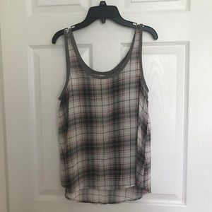 Sheer plaid tank top